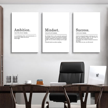 Inspirational Canvas Painting Wall Art -EPHANY ART,Mindset Quotes Prints, Success Framed Entrepreneur Poster Positive Quotes Wall Poster for Home Office Workplace (M-3pcs,12x16inchx3pcs)