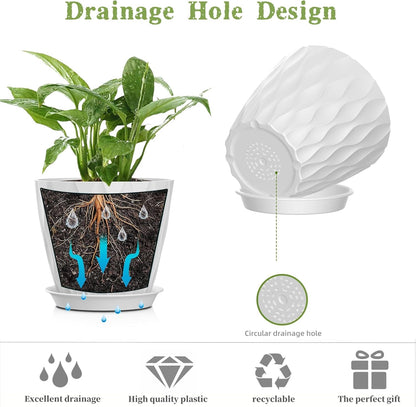 4 Inch Plant Pots, 6 Pack Indoor Flower Pots, Planters with Drainage Holes and Trays for Orchids, Violets, Succulents, Herbs, and Other Plants,Corolful