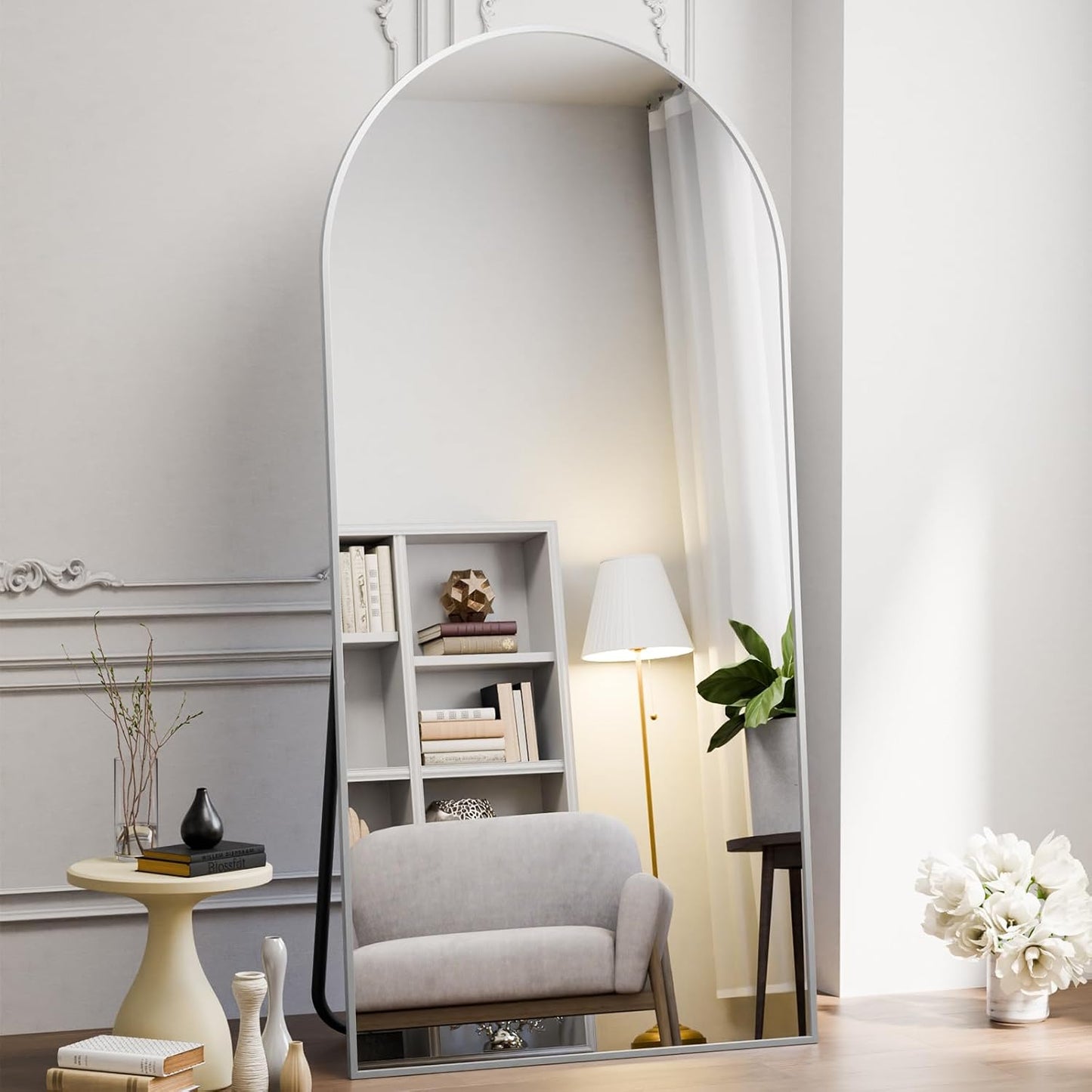 Koonmi 30"x71" Arched Full Length Mirror, Gold Large Floor Mirror with Aluminum Alloy Frame, Standing Hanging or Leaning Wall-Mounted Full Body Mirror for Living Room and Bedroom
