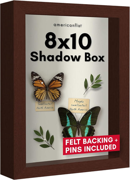 Americanflat Front Opening 11x14 Shadow Box Frame with Shatter-Resistant Glass - Silhouette Collection - Shadow Box Display Case for Tabletop and Wall Display - Black