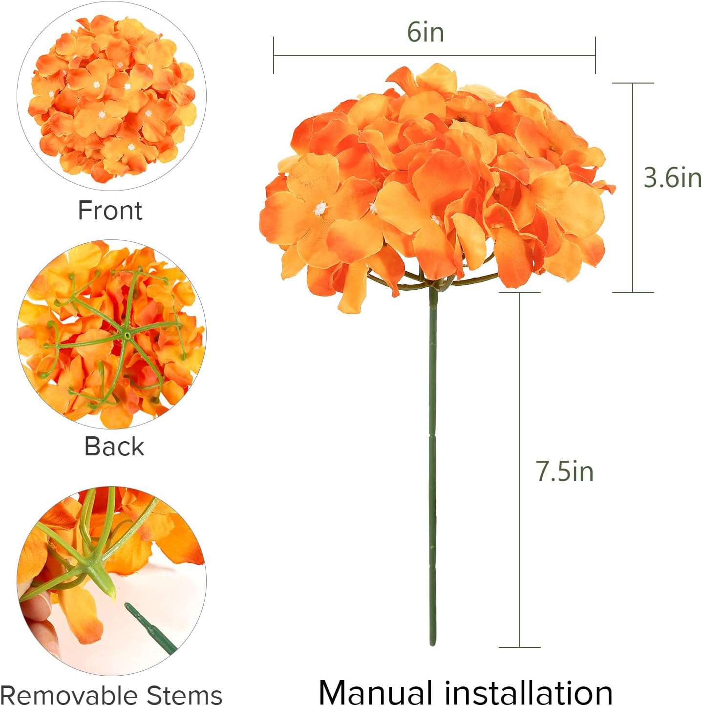 Auihiay 64 PCS Artificial Hydrangea Flowers, Silk Hydrangea Full Flowers Heads with Stems for Wedding Centerpieces, Home, Garden, Baby Shower, Party Decoration (Ivory)