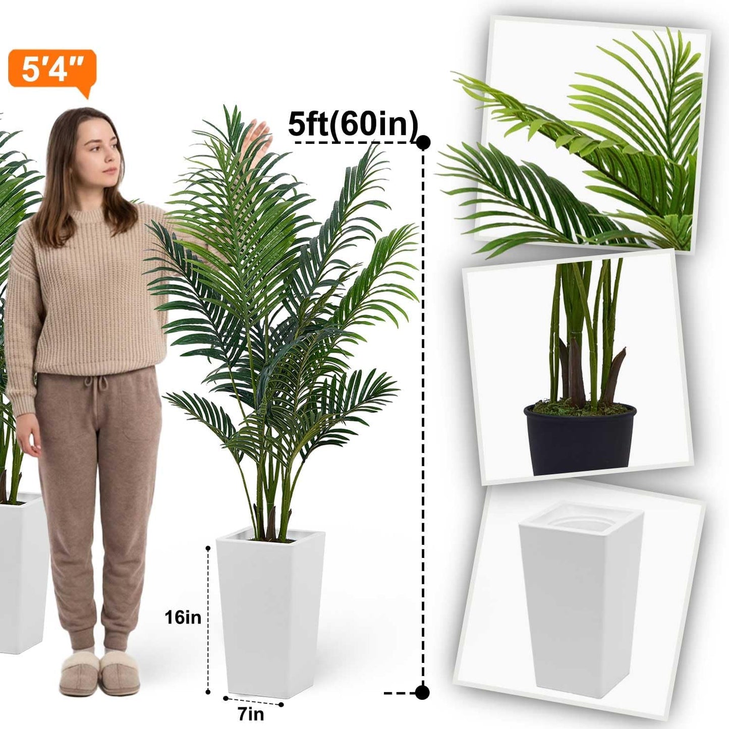 Aveyas 7ft Artificial Olive Tree for Home Decor, 7 Feet Large Faux Plant Fake Skinny Silk Trees with Pot for Indoor Outdoor House Living Room Office (7 ft Tall Including Raised Pot)