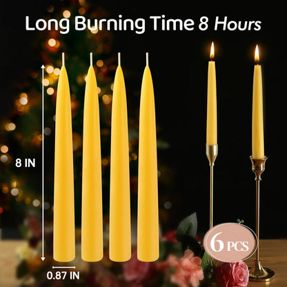 12 Pack Beeswax Taper Candles,8in Dripless Pure Beeswax Candles Non Toxic,8 Hours Long Burning 100% Natural Candle Sticks,Smokeless and Unscented Bees Wax Candle for Home,Prayer,Tall Tapered