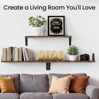 BAYKA Wall Mounted Floating Shelves, Wood Floating Wall Shelf for Books & Decor, Small Space-Saving Display & Organizer（Black，Set of 3）