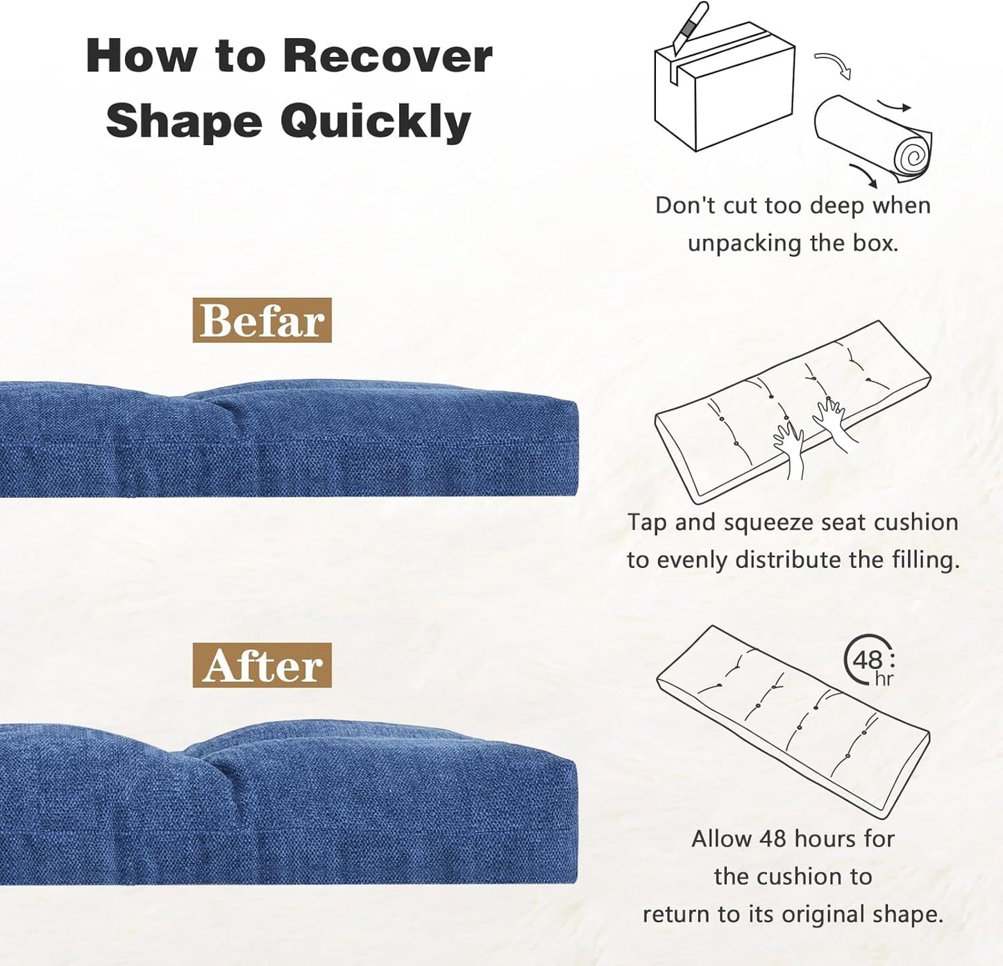 baibu 36 Inch Memory Foam Bench Cushion, Dual-Layer Patent Design Non-Slip Indoor Bench Cushion with Ties, 36x15x3Inch, Beige
