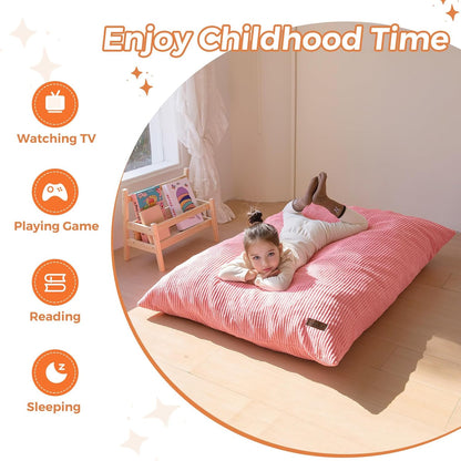 MAXYOYO 3 in 1 Kids Bean Bag Chair Couch, Convertible Chair Folds from Bean Bag to Lounger, Child Floor Sofa for Gaming, Reading, Floor Mattress with High-Density Foam Filling