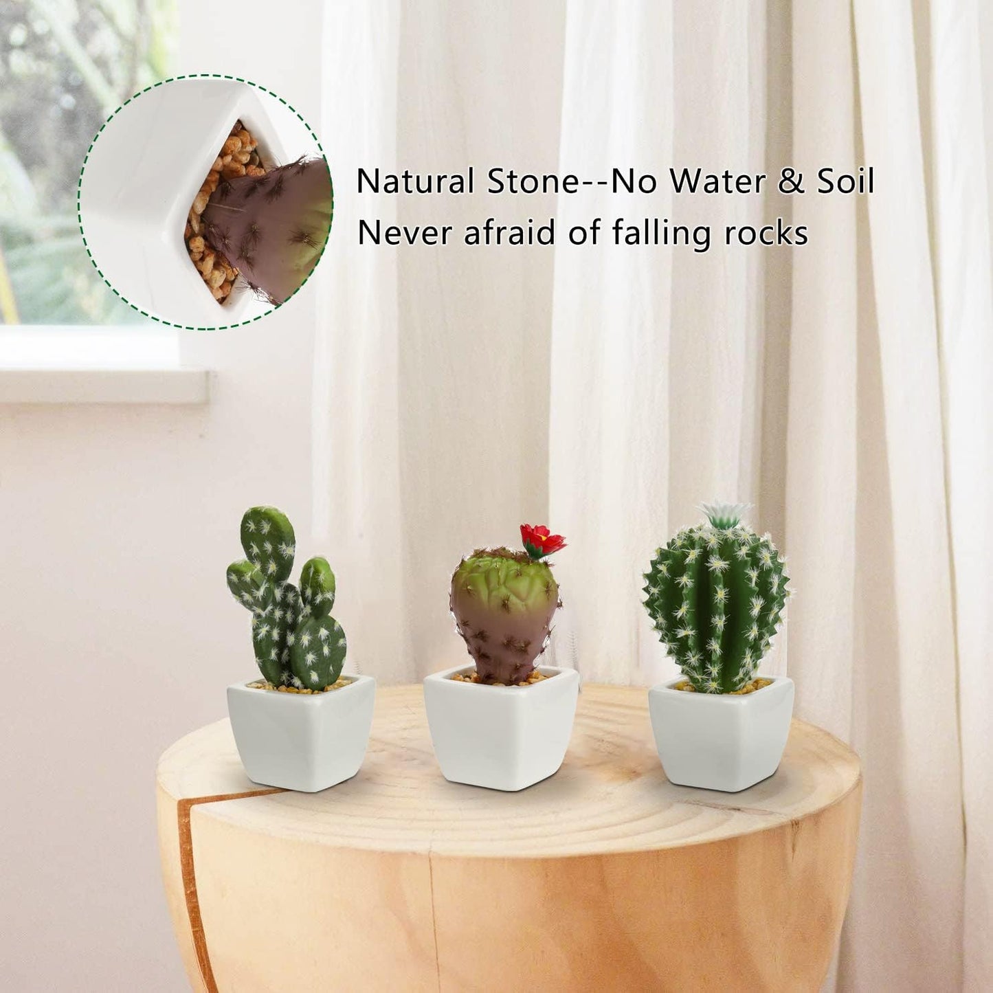Oairse Mini Artificial Cactus Plants in Terracotta Pots 4 Pcs Potted Faux Succulents in Pots Fake Potted Plants Cactus Decor Small Artificial Plants for Home Decor Indoor Office Desk Tabletop Shelf
