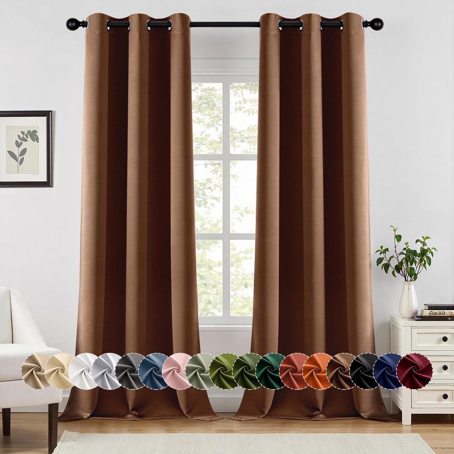 MIULEE Blackout Curtains for Bedroom Living Room 2 Panels, Thermal Insulated Room Darkening Drapes Grommet Noise Reducing Light Blocking Window Treatments 63 Inches Long 40x63 Inch Black - Colors A