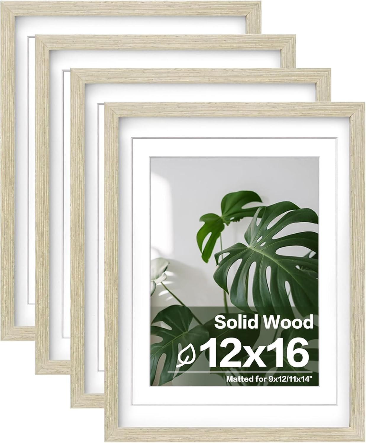 Egofine 8x10 Picture Frames Set of 4, Made of Solid Wood Covered by Plexiglass 4x6 and 5x7 with Mat or 8x10 without Mat, for Table Top Display and Wall Mounting Photo Frame Black