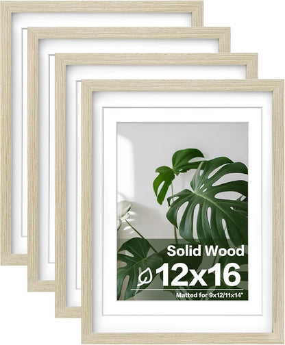 Egofine 8x10 Picture Frames Set of 4, Made of Solid Wood Covered by Plexiglass 4x6 and 5x7 with Mat or 8x10 without Mat, for Table Top Display and Wall Mounting Photo Frame Black