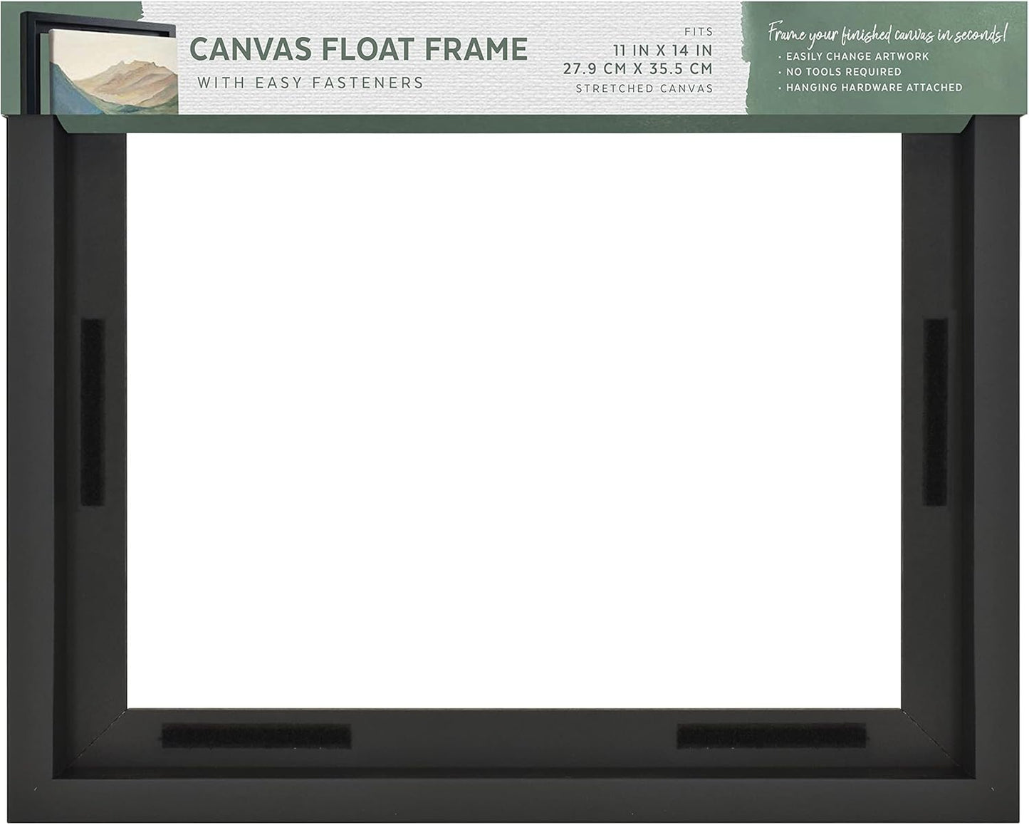 MCS Canvas Float Frames 8x10 Frame, Black Frame for Finished Canvases, Vertical & Horizontal Wall Hanging Frame with Adhesive for Canvas Paintings (1-Pack)