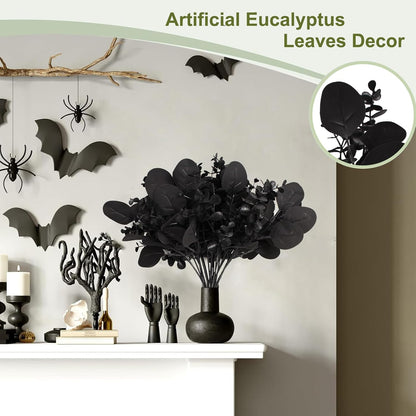 ZeKonan 40 Pcs Artificial Eucalyptus Stem, Fake Silver Dollar Eucalyptus Leaves Stems Bulk Real Touch Faux Leaf Branches for DIY Bouquets Floral Arrangement Wedding Home Decor