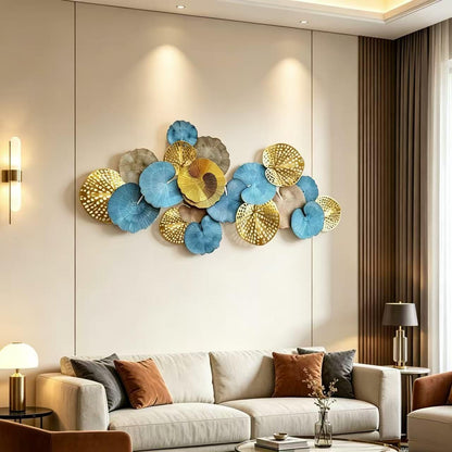 Roivikis Large Metal Wall Art Decor, 3D Abstract Lotus Leaves Wall Handcrafted Modern Decoration for Indoor Outdoor for Living Room, Bedroom, Entryway 52" x 24"