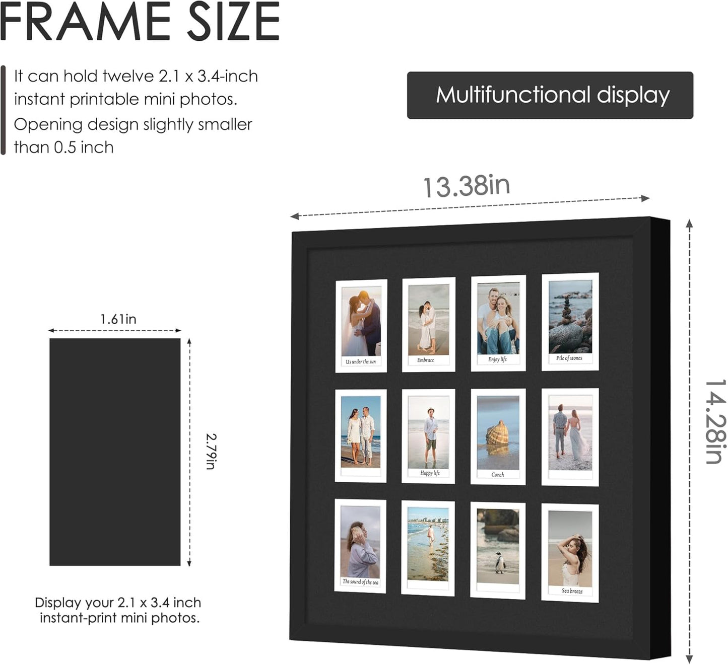 DUENPY 14x26 Collage Picture Frame 4x6 Collage Picture Frame Displays Twelve 4x6 inch Photos Available Horizontal Wall Mounting Display and Vertical Black - Colors B