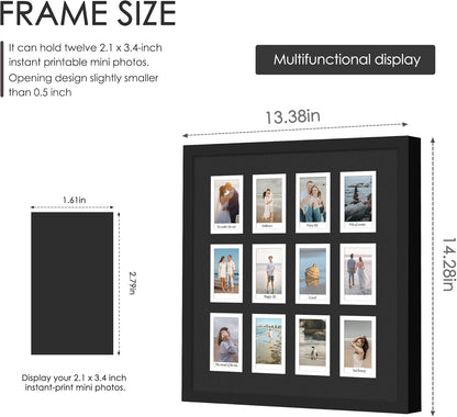 DUENPY 14x26 Collage Picture Frame 4x6 Collage Picture Frame Displays Twelve 4x6 inch Photos Available Horizontal Wall Mounting Display and Vertical Black - Colors B