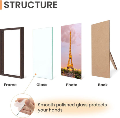 upsimples 5x7 Picture Frame Set of 3, Made of High Definition Glass for 5 x 7 Black Frames, Wall and Tabletop Display Thin Border Photo Frame for Home Décor