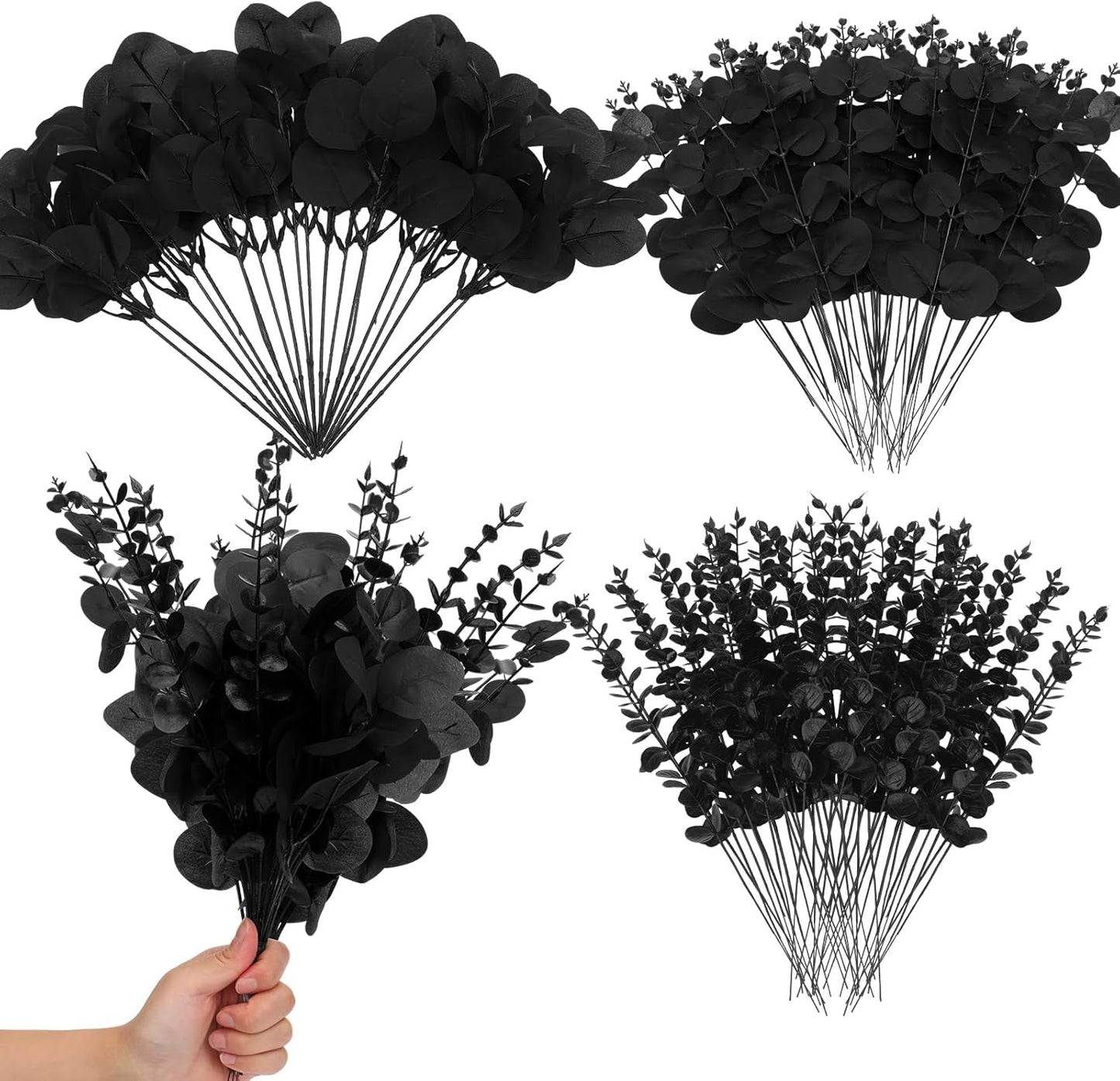 Giegxin 180 Pcs 3 Kinds Mixed Artificial Eucalyptus Leaves Stems Bulk Silver Dollar Leaves Picks Dried Eucalyptus Bundle Faux Spray for Wedding Vase Bouquet Floral Arrangement (Green)
