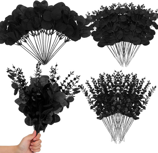 Giegxin 180 Pcs 3 Kinds Mixed Artificial Eucalyptus Leaves Stems Bulk Silver Dollar Leaves Picks Dried Eucalyptus Bundle Faux Spray for Wedding Vase Bouquet Floral Arrangement (Green)