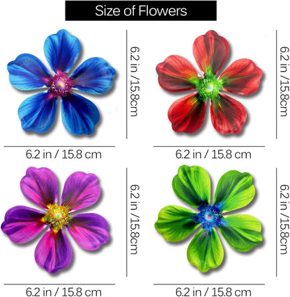 Giyyomtr Metal Flowers Wall Decor - 4pcs 6.2'' Metal Wall Art Hanging Decorations for Outdoor Fence Garden Yard Patio Exterior Wall Decor
