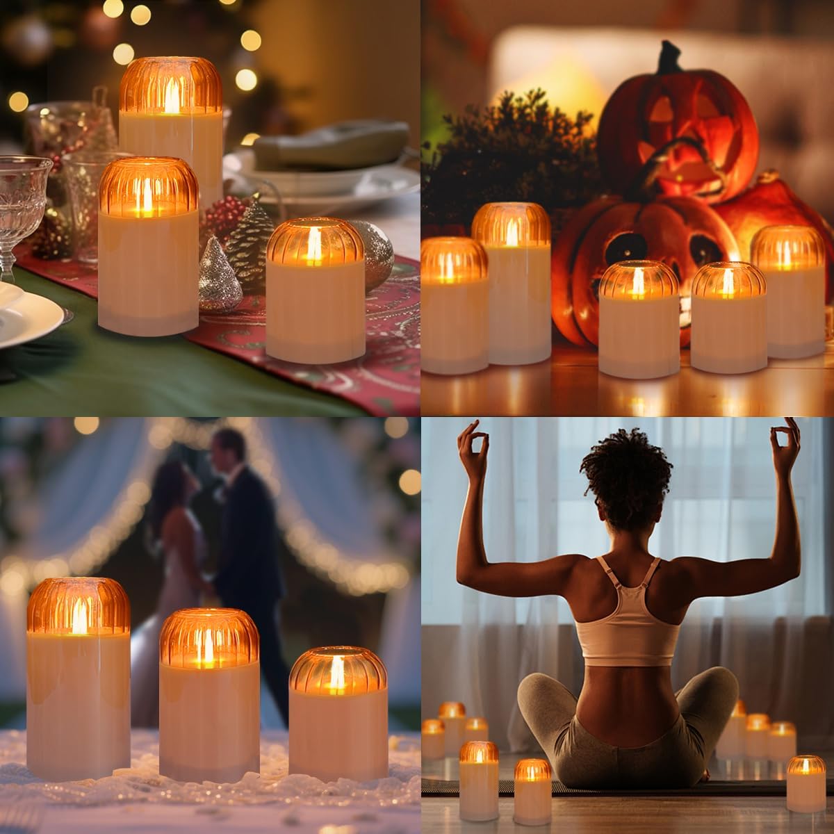 Rechargeable Flameless Glass Pillar Candles–Gifts for Women,–Set of 3, Realistic Flickering LED Light,Remote & Timer, Ideal for Living Room, Bedroom & Festival Wedding Home Party Decor