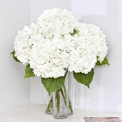 MARTINE MALL 3Pcs 21in Hydrangea Artificial Flowers, Latex Real Touch Hydrangeas Lifelike Large Hydrangea Flowers for Home Decor Party Arrangements Wedding Bouquets Centerpieces (Blue)