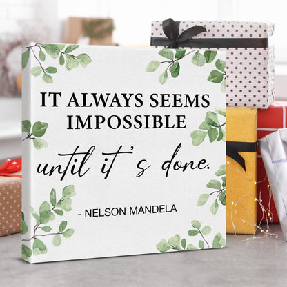 Inspirational Farmhouse Canvas Print Wall Art Decor One Small Positive Thought in the Morning Can Change Your Whole Day Sign Painting Plaque Rustic Home Decoration (8 X 8 Inches, Framed)