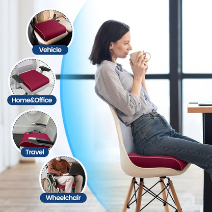 SweetSlubr Seat Cushion for Tailbone Pain Relief, Office Chair Cushion, Memory Foam Large Cushion with Non-Slip Cover for Soft Support at Office Chair, Car Seat, Airplane, Floor Pillow, Black/Large