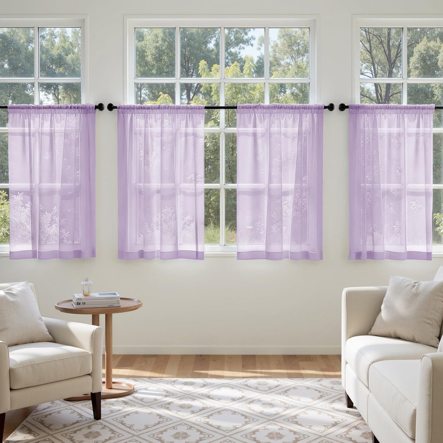 MIULEE White Sheer Curtains 84 Inches Long, 4 Panels Set, Light Filtering Rod Pocket Voile Drapes for Living Room and Bedroom, Airy Soft Fabric Window Treatments, 42 x 84 Inches