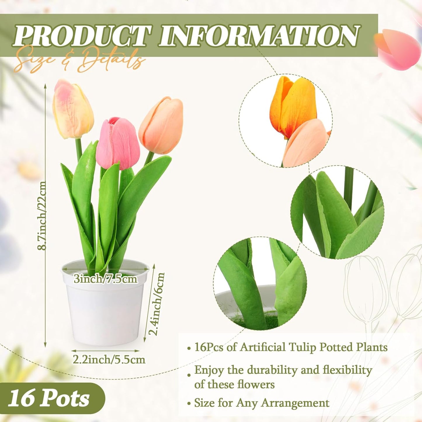 Cindeer 16 Pcs Small Fake Plants Artificial Potted Plants Faux House Plant Mini Pot Plastic Flowers for Indoor Outdoor Home Kitchen Office Desktop Wedding Decor