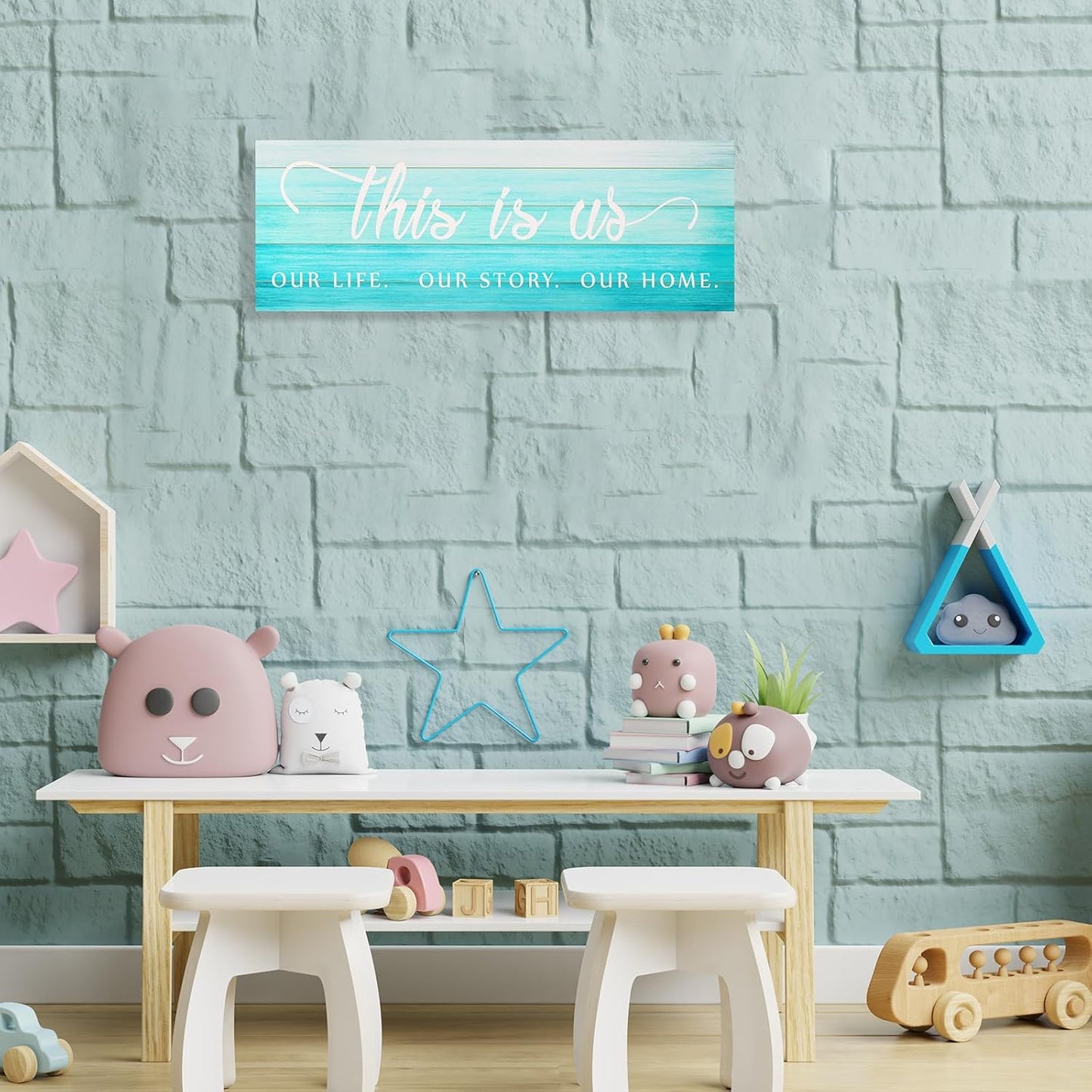 Jetec This Is Us Wall Sign Wooden Family Wall Plaques Inspiration Sign Farmhouse Entryway Rustic Plaques Art with Quotes for Living Room Bedroom Christmas Decorations(Antique White)