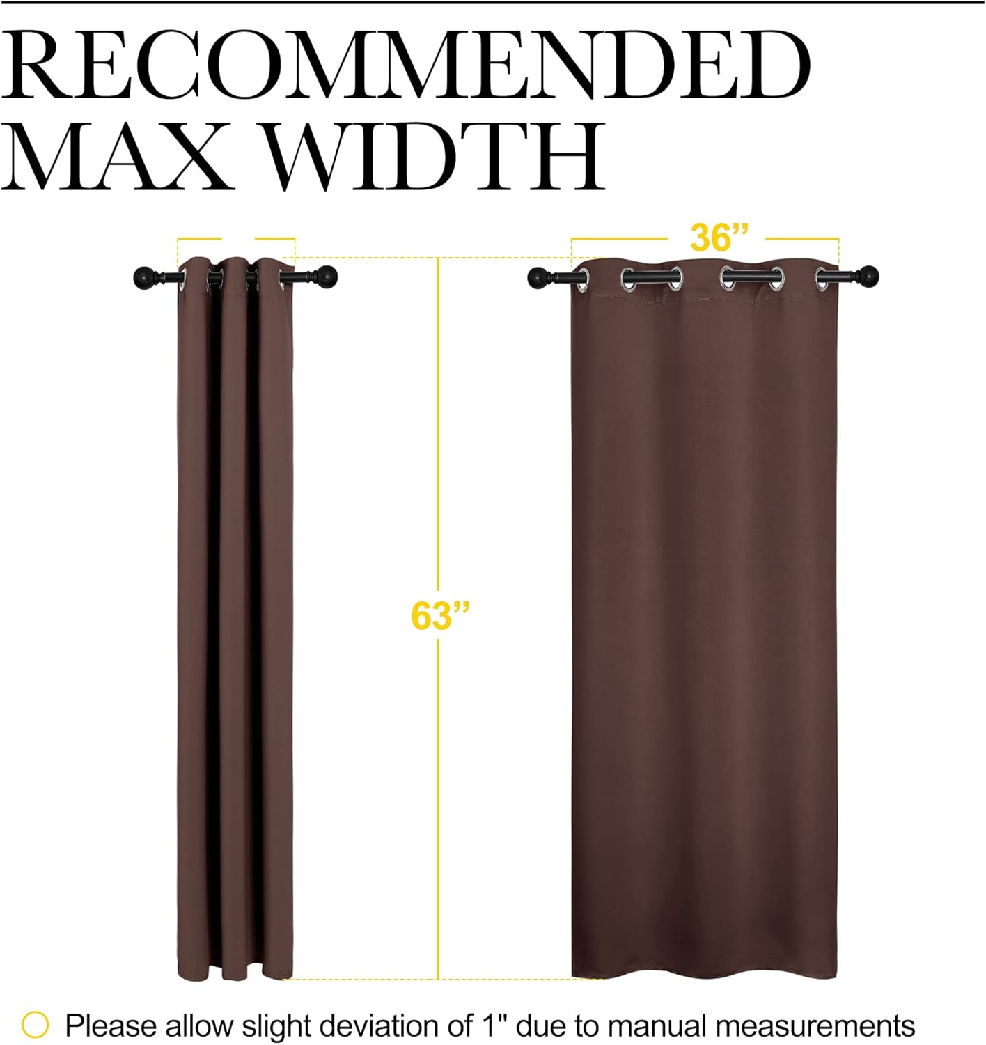 NICETOWN Halloween Pitch Black Solid Thermal Insulated Grommet Blackout Curtains/Drapes for Bedroom Window (2 Panels, 42 inches Wide by 63 inches Long, Black) - Colors E