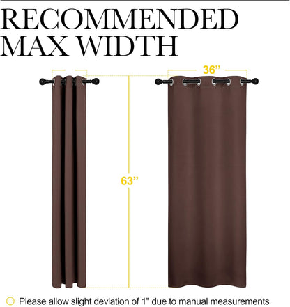 NICETOWN Halloween Pitch Black Solid Thermal Insulated Grommet Blackout Curtains/Drapes for Bedroom Window (2 Panels, 42 inches Wide by 63 inches Long, Black) - Colors E