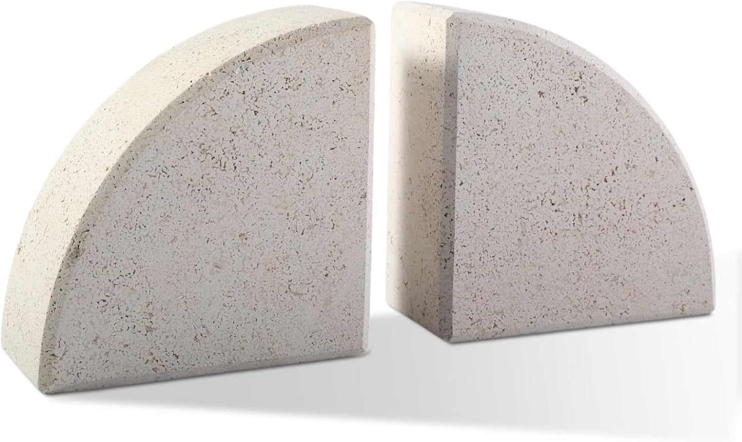 Karibiber Travertine Bookends for Heavy Books, Marble Decorative Bookends for Shelves, Heavy-Duty Stone Book Ends for Hardback Book & Cookbooks, Unique Book Stopper & Holder, Travertino Italy