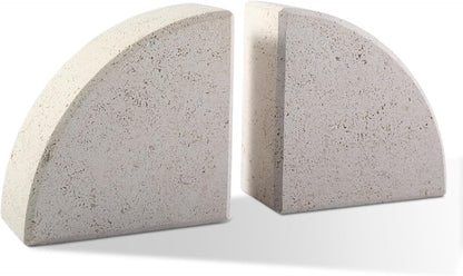 Karibiber Travertine Bookends for Heavy Books, Marble Decorative Bookends for Shelves, Heavy-Duty Stone Book Ends for Hardback Book & Cookbooks, Unique Book Stopper & Holder, Travertino Italy