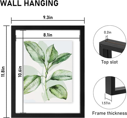 CORE ART 8x10 Floating Picture Frame,Double Plexglass Floating Frame for 5x7,4x6 Pictures,Wall or Tabletop Display,Black