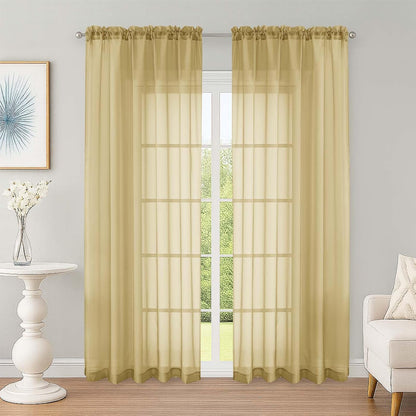 OWENIE Sheer Curtains 84 inches Long 2 Panels Set for Living Room/Bedroom, Rod Pocket Voile Sheer Panel Drapes, White, 2pcs, Each 42" W x 84" L - Colors B