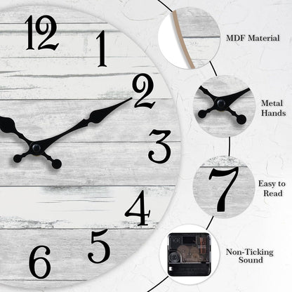 KECYET Wall Clock Battery Operated 8 Inch Silent Non Ticking Coastal Design Country Rustic Retro Decorative for Bathroom Kitchen Living Room Bedroom