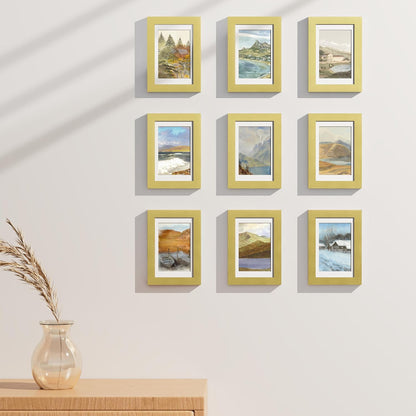 Vittanly 8x10 Picture Frames Set of 9, Shatter Resistant Plexiglass, Display 5x7 Pictures with Mat or 8x10 without Mat, Photo Frames for Wall or Tabletop, Engineered Wood, Black - Colors A