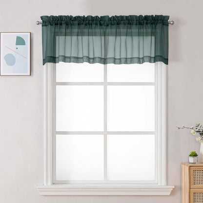 Chyhomenyc Sheer White Valances for Windows 2 Pack, Small Window Curtains for Living Room Bathroom Cafe Laundry Basement, Modern Top Dual Rod Pocket Voile Curtain, 42W x 14L inches, White - Colors B