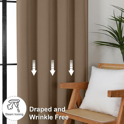 Simplebrand Ava Sage Green Blackout Curtains for Bedroom 63 Inch Length 2 Panels Set, Solid Thermal Insulated Energy Saving Rod Pocket Window Treatment Curtains Blackout Drapes, W40 x L63 Inch, Sage - Colors B