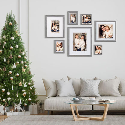 Egofine 8x10 Picture Frames Set of 4, Made of Solid Wood Covered by Plexiglass 4x6 and 5x7 with Mat or 8x10 without Mat, for Table Top Display and Wall Mounting Photo Frame Black
