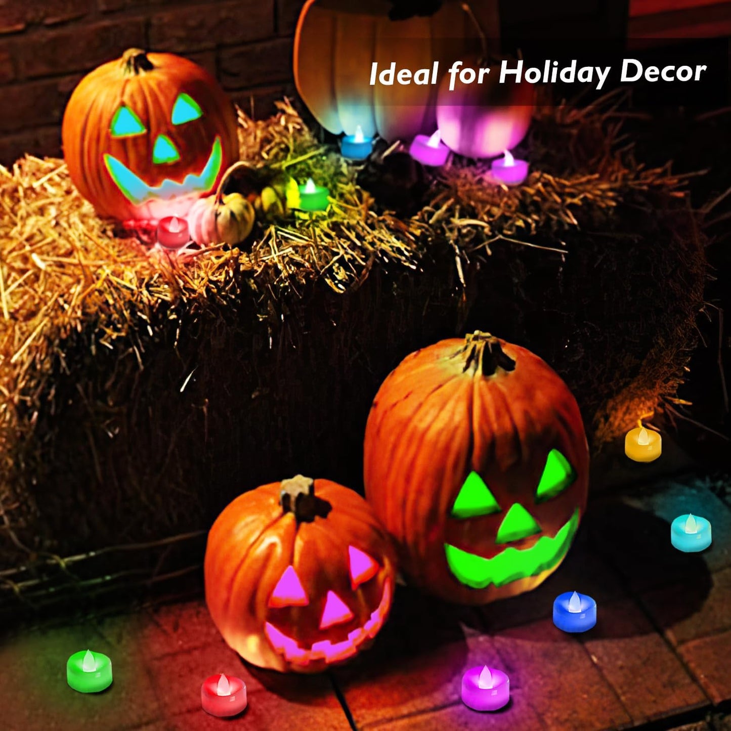 merrynights LED Candles, Tea Lights Candles Battery Operated Bulk, 50-Pack Long-Lasting 200 Hours Flameless Tealight Candles, Realistic Tea Lights for Christmas Halloween Wedding, 1.5'' D X 1.25'' H