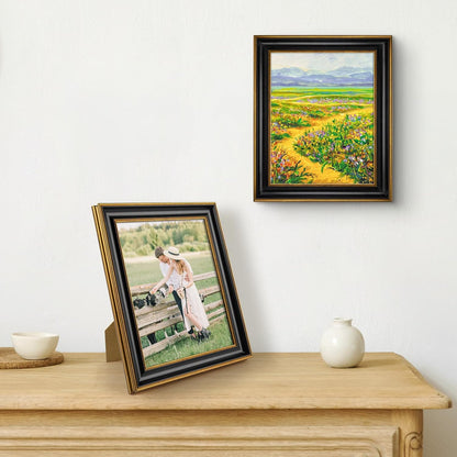 Golden State Art, 11x14 Photo Frame with Mat for Pictures 8x10 and Real Glass (Dark Gold Brown & Bronze Pewter Panel with White Color Mat, 1.25 Inch Frame Border)