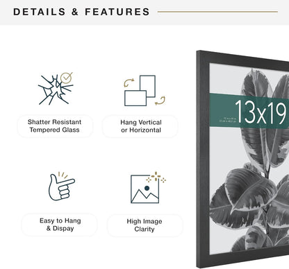 MCS Studio Gallery 16x24 Poster Frame Black Woodgrain Engineered Wood, Vertical & Horizontal Wall Hanging Large Picture Frame for Photos, Posters & Art Prints (1-Pack)