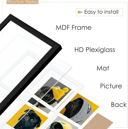 DUENPY 14x26 Collage Picture Frame 4x6 Collage Picture Frame Displays Twelve 4x6 inch Photos Available Horizontal Wall Mounting Display and Vertical Black - Colors A