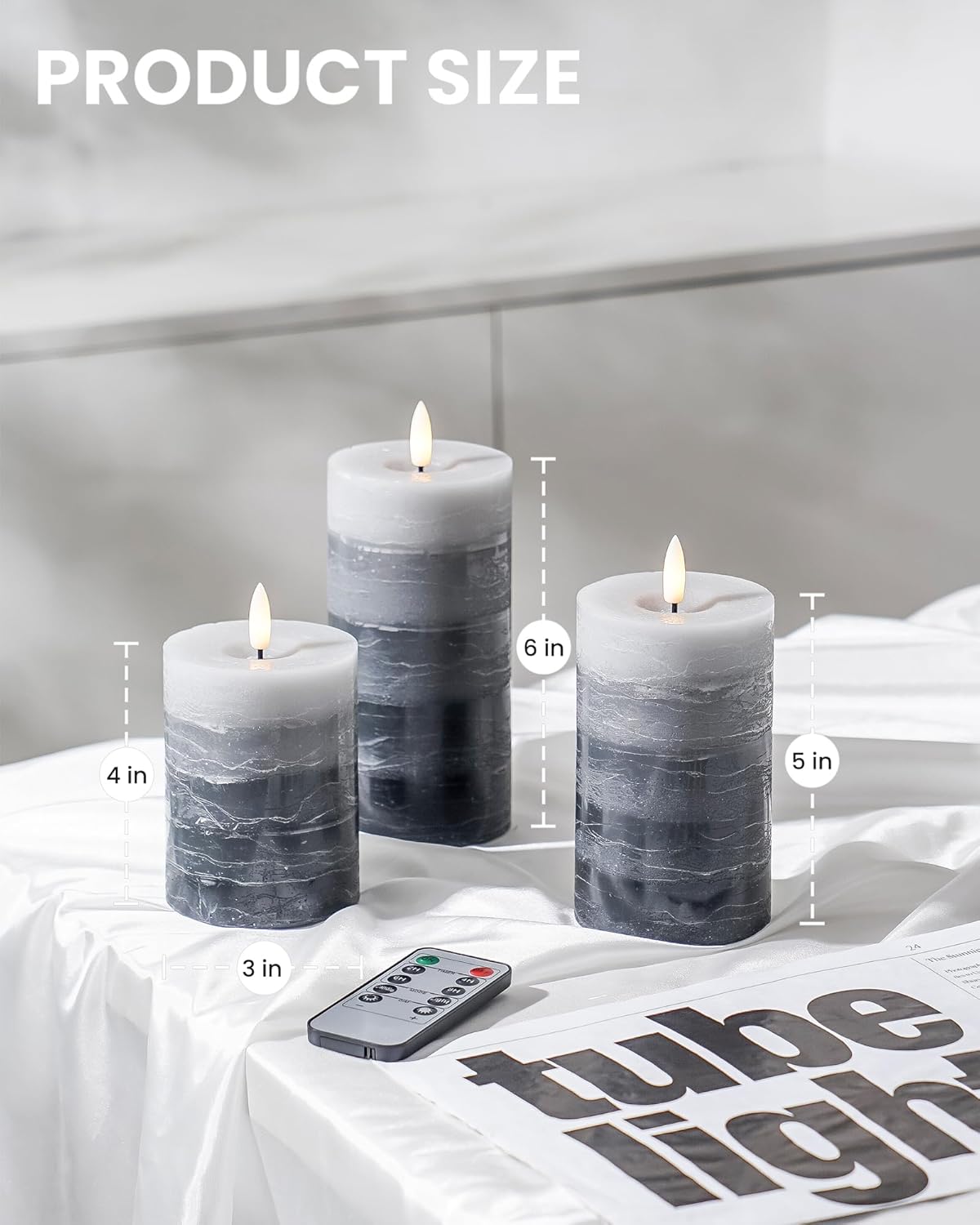 Stmarry Ivory Flameless Candles with Remote and Timer, Real Wax Made LED Pillar Candles Battery Operated with 3D Flickering Flame - 3" x 4",5",6" - Set of 3