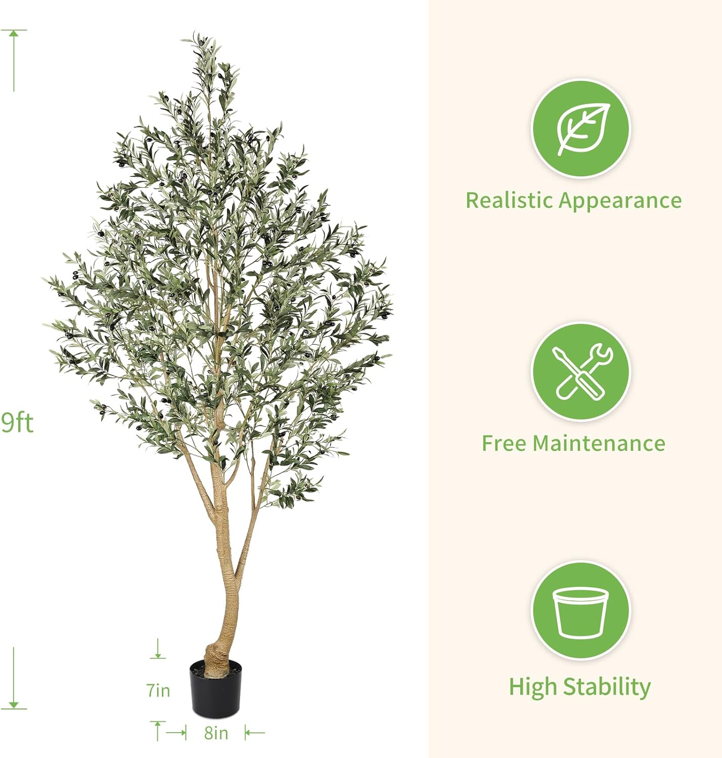 Realead Faux Olive Tree 7ft - Realistic Tall Olive Trees Artificial Indoor - Large Fake Olive Tree with Natural Wood Trunk and Lifelike Leaves - Artificial Olive Tree for Home Office Decor