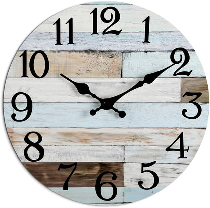 KECYET Wall Clock Battery Operated 8 Inch Silent Non Ticking Coastal Design Country Rustic Retro Decorative for Bathroom Kitchen Living Room Bedroom