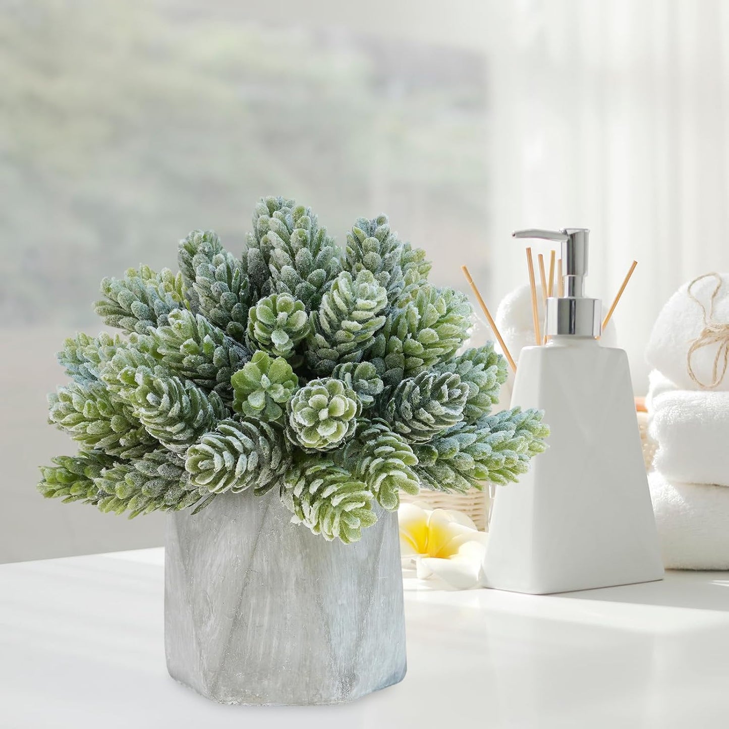 Winlyn Set of 3 Mini Artificial Succulent Plants Potted Small Fake Aloe Hops String of Pearls Plants in Gray Hexagon Ceramic Pots for Modern Home Office Desk Living Room Kitchen Table Shelf Décor