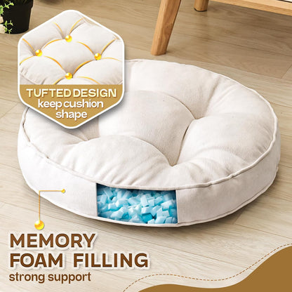 1 MIDDLE ONE Floor Pillow Set of 2, Memory Foam Floor Cushions for Adults, Large Meditation Pillow for Sitting, 22 x 22 Inches (Square | Grey)